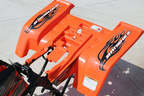 Yamaha Banshee fenders + gas tank plastic + grill + graphics BLACK  ORANGE 2008 9