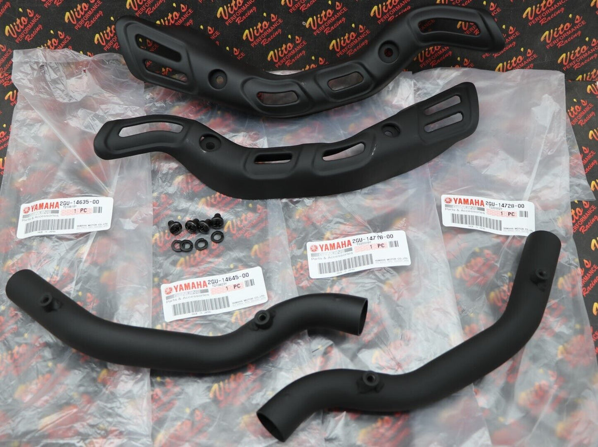 NEW Yamaha Banshee HEAT SHIELDS + mid pipes OEM factory exhaust pipes + bolts 1