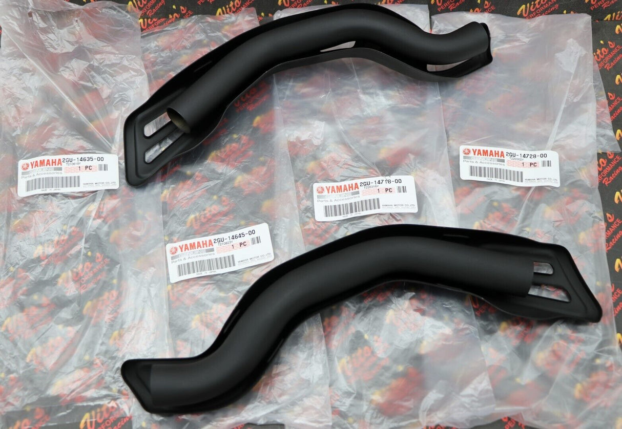 NEW Yamaha Banshee HEAT SHIELDS + mid pipes OEM factory exhaust pipes + bolts 3