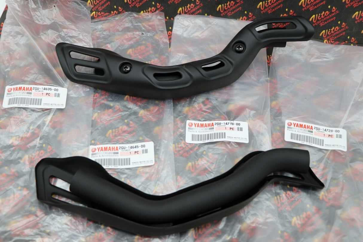 NEW Yamaha Banshee HEAT SHIELDS + mid pipes OEM factory exhaust pipes + bolts 4