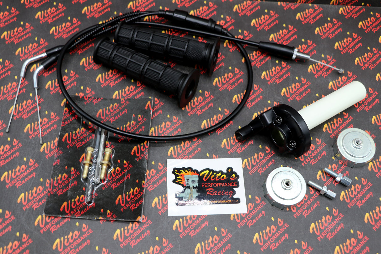 Vito's Banshee OEM twist throttle conversion + grips + cable + TORS REMOVAL KIT