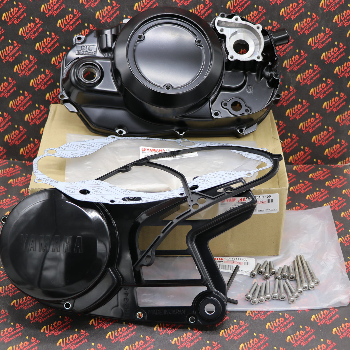 NEW Yamaha Banshee CLUTCH COVER + STATOR COVERS Factory OEM + gaskets + bolt kit