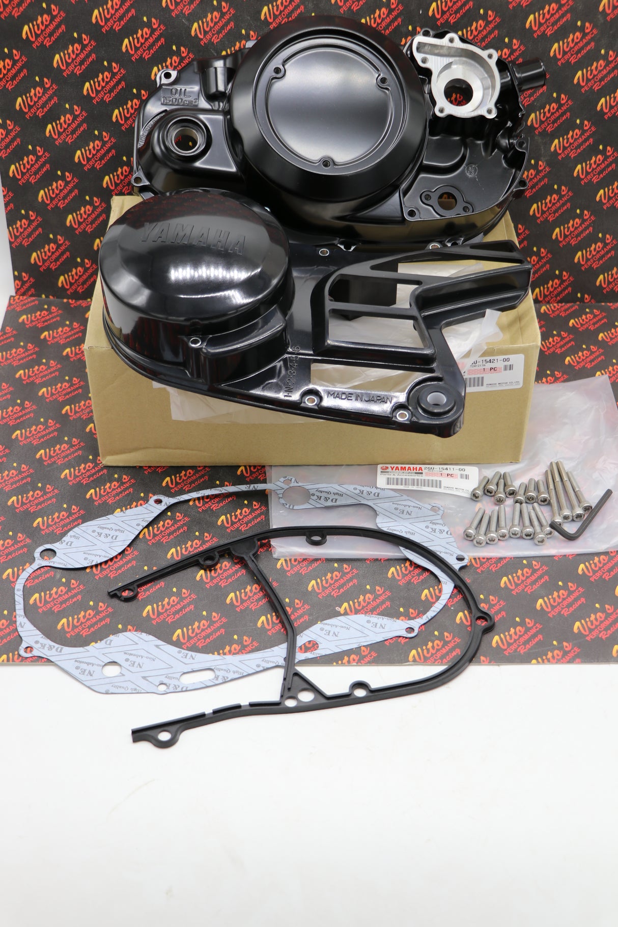 NEW Yamaha Banshee CLUTCH COVER + STATOR COVERS Factory OEM + gaskets + bolt kit