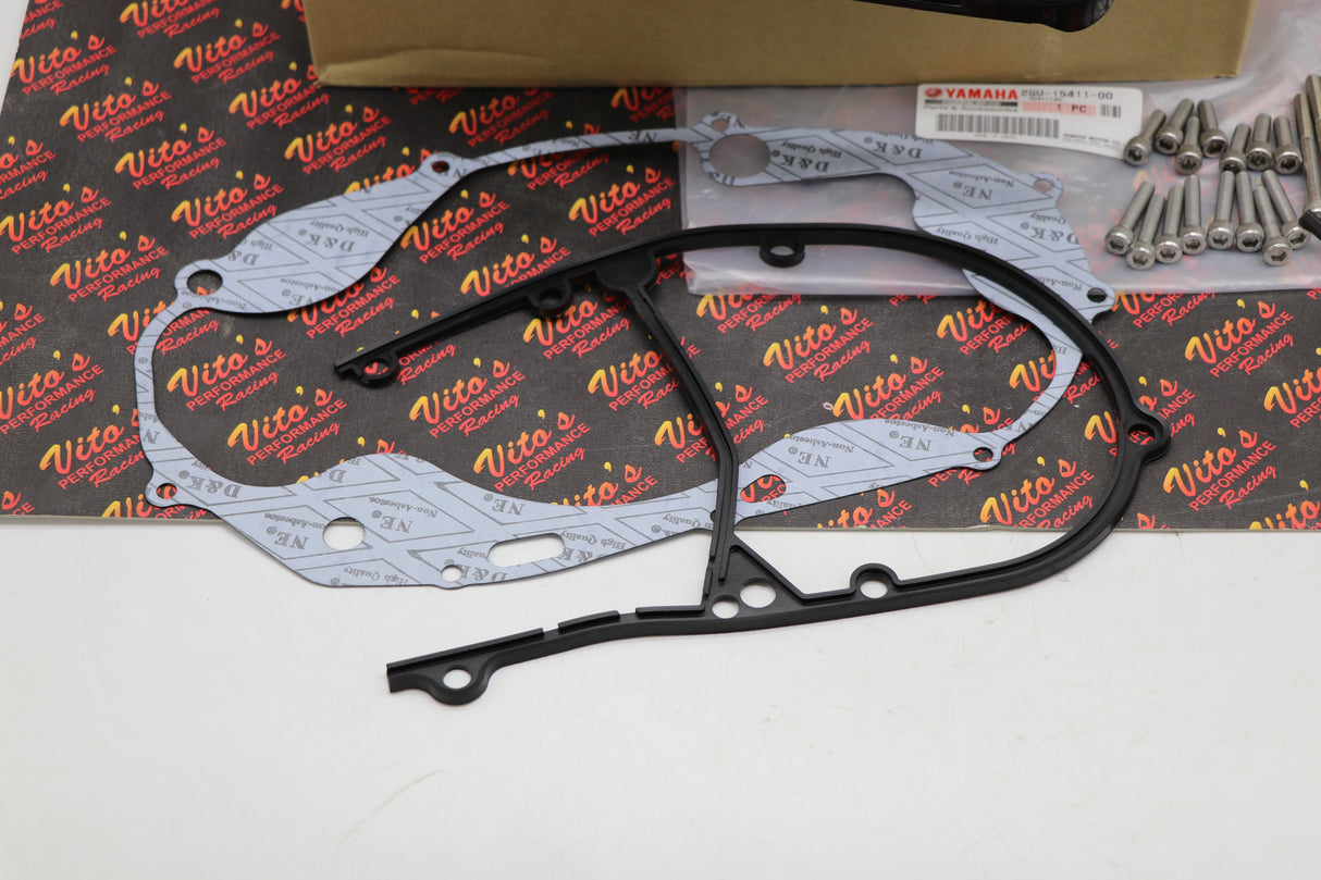NEW Yamaha Banshee CLUTCH COVER + STATOR COVERS Factory OEM + gaskets + bolt kit