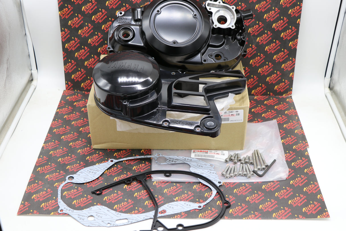 NEW Yamaha Banshee CLUTCH COVER + STATOR COVERS Factory OEM + gaskets + bolt kit