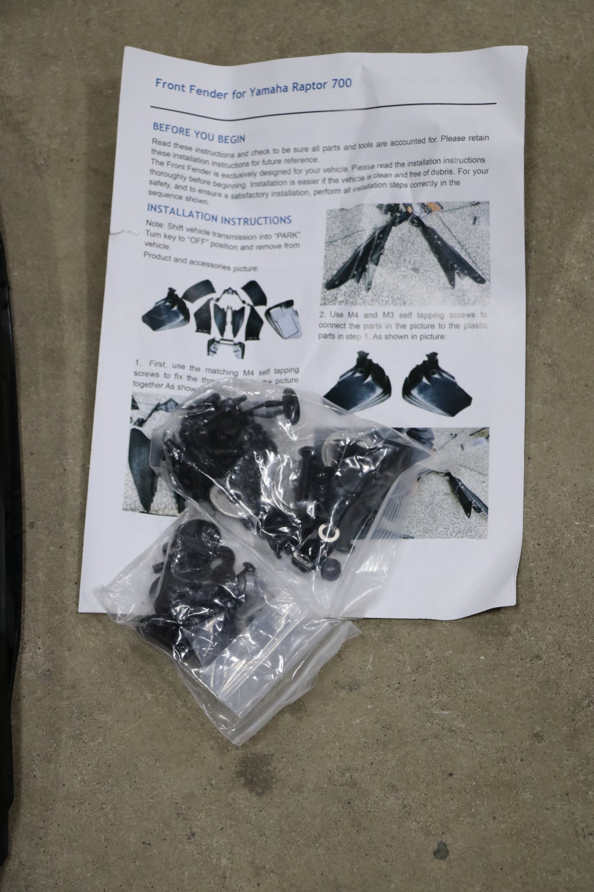 Yamaha Raptor 700 Plastics YAMAHA fenders 2006-2025 + hardware BLACK