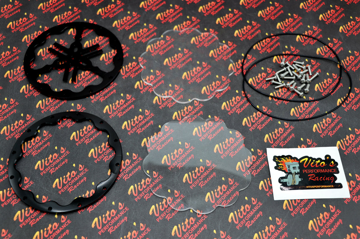 BLACK inserts clear lexan cover O-ring screws Vito's Banshee billet clutch cover