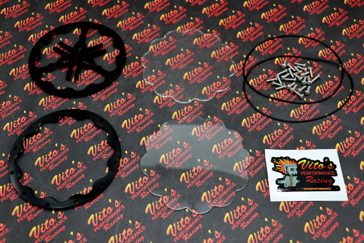 BLACK inserts clear lexan cover O-ring screws Vito's Banshee billet clutch cover