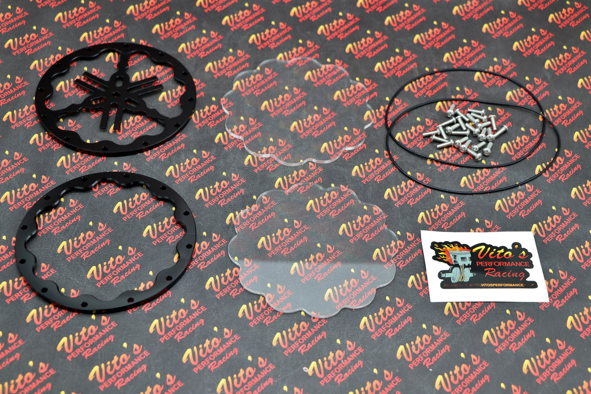 BLACK inserts clear lexan cover O-ring screws Vito's Banshee billet clutch cover