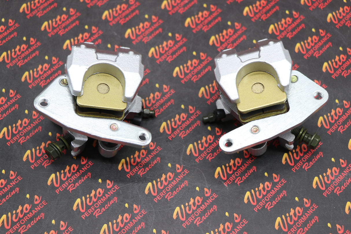 2 x Yamaha Banshee front brake calipers brakes & new pads left + right SILVER