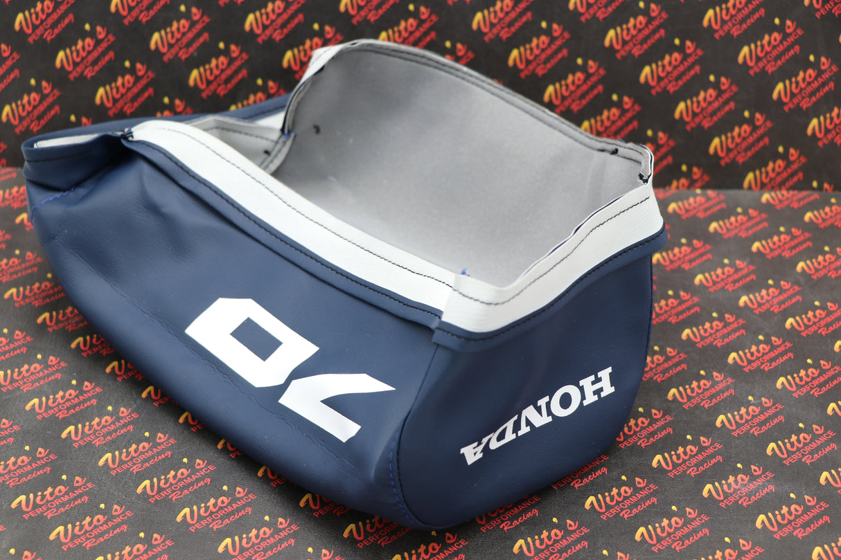 NEW Honda ATC70 seat cover only - fits 1978-1985 ATC 70 BLUE SMOOTH #70 letters