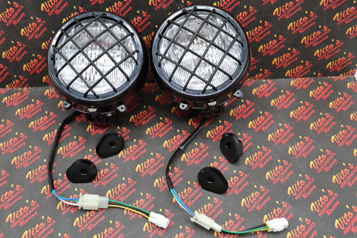 2 x NEW Headlights Yamaha Banshee lens bulbs lights grills 2002-2006 + COLLARS