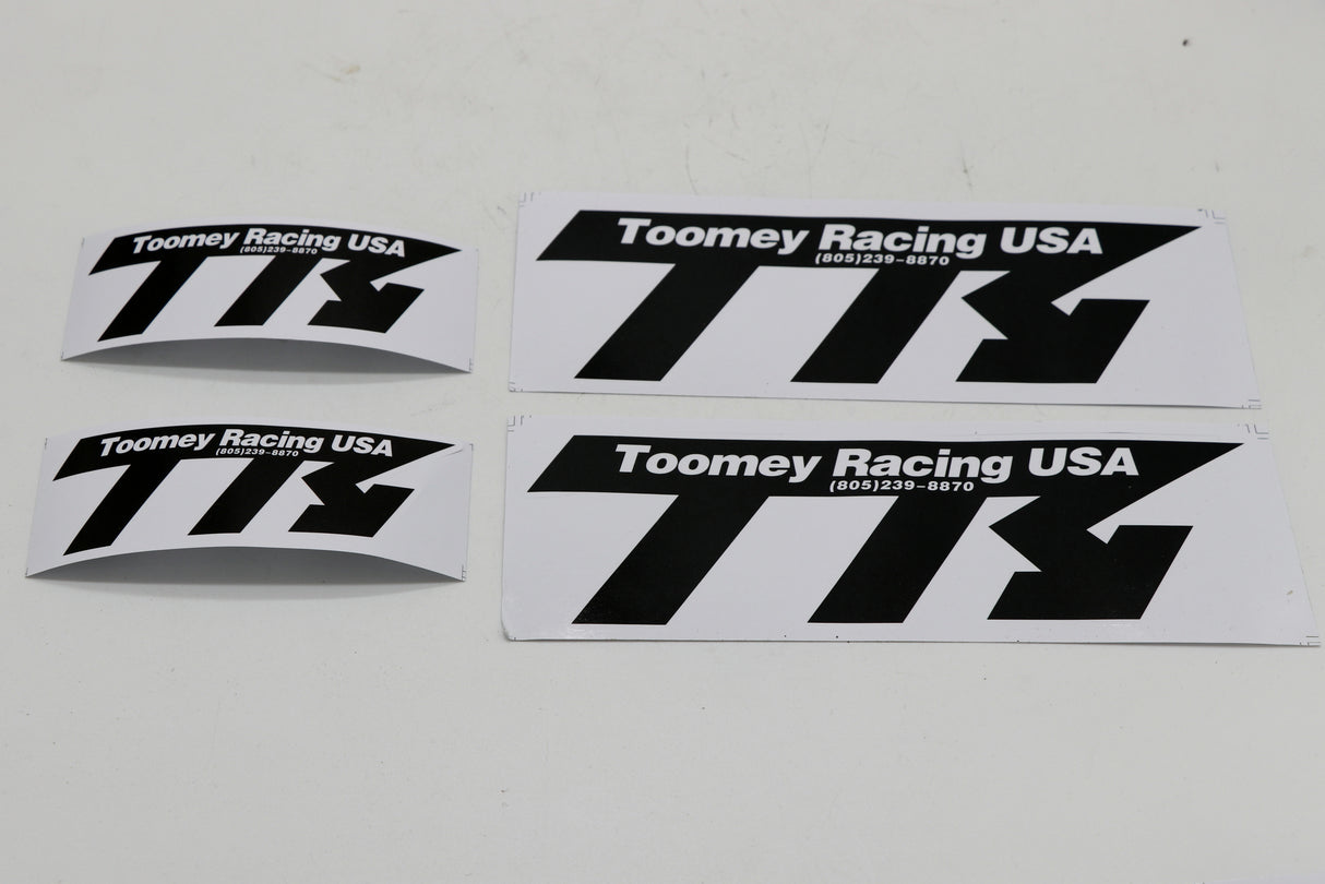 4 x TOOMEY RACING STICKER PACK (2 LG 8", 2 SM 4") VINYL, NOT ALUMINUM ONES