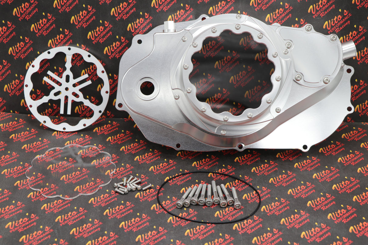 Billet aluminum Yamaha Banshee lock up CLUTCH COVER + extra clear window SILVER