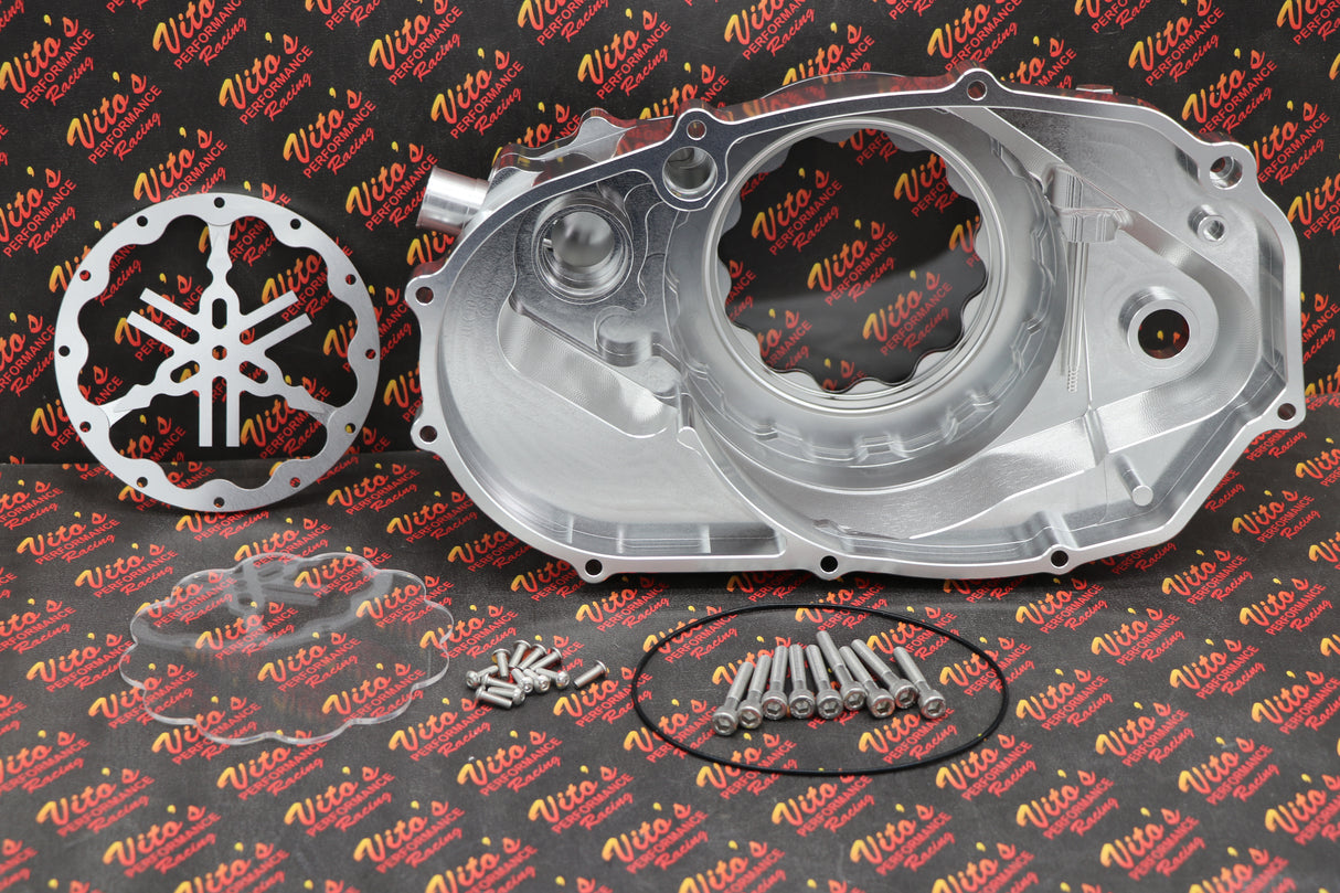 Billet aluminum Yamaha Banshee lock up CLUTCH COVER + extra clear window SILVER