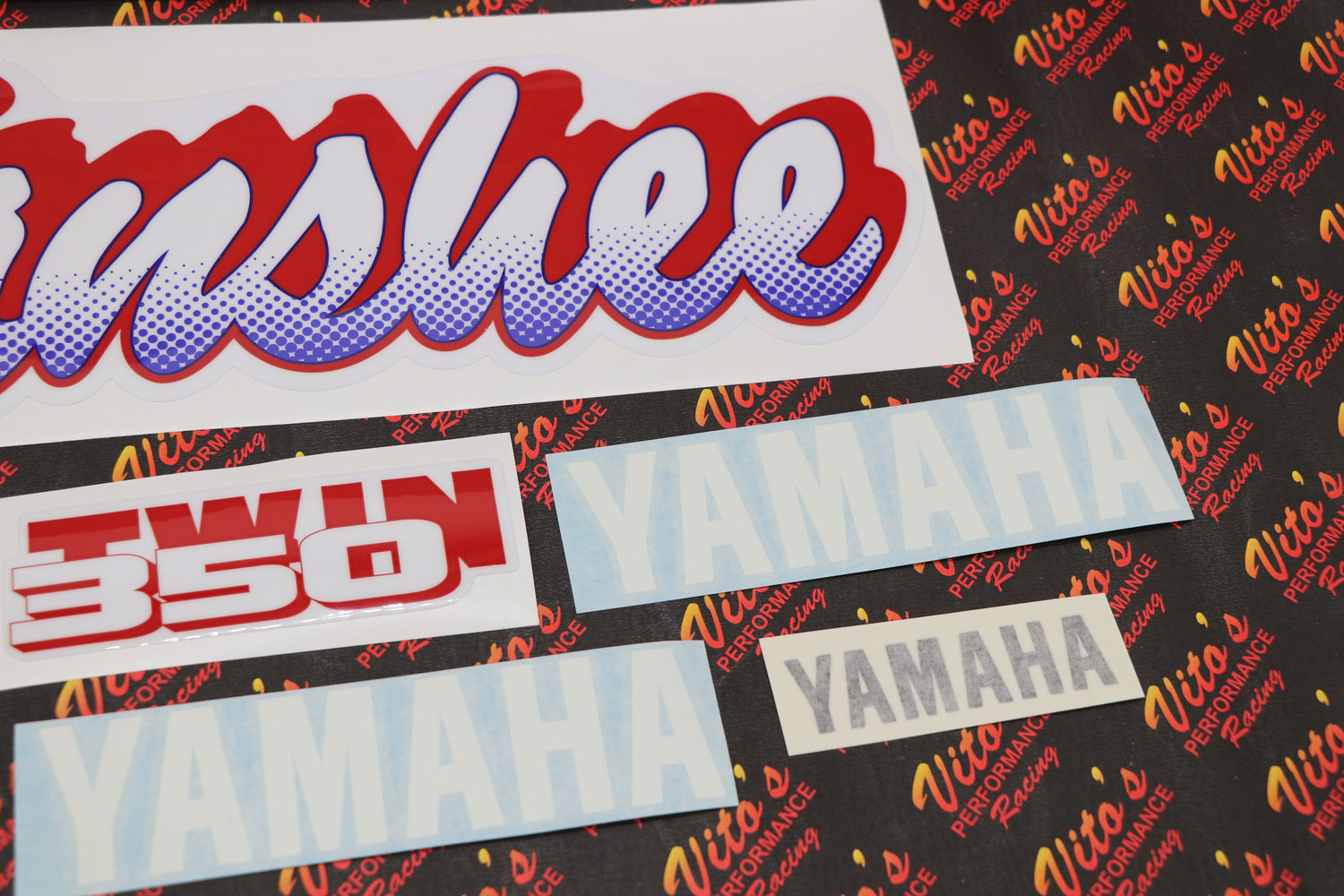 Vito's vinyl decal graphics kit 14MIL sticker Yamaha Banshee WHITE RED 1990 2