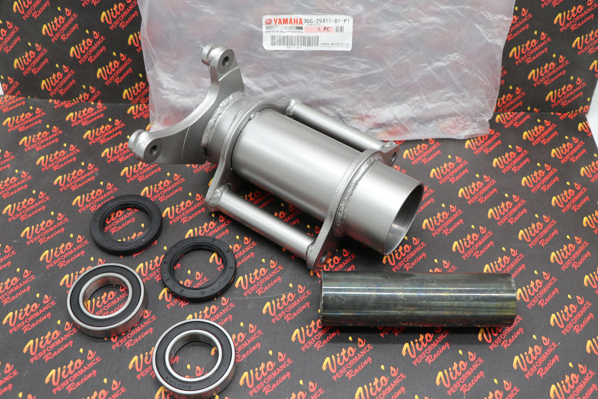 NEW OEM rear axle bearing carrier + Bearings + Seals + spacer tube kit Yamaha Banshee
