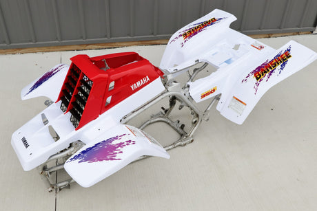 Yamaha Banshee fenders + gas tank plastic + grill + graphics WHITE + RED 1996 1