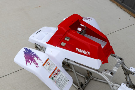 Yamaha Banshee fenders + gas tank plastic + grill + graphics WHITE + RED 1996 4
