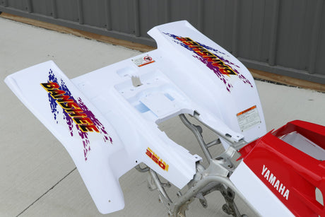Yamaha Banshee fenders + gas tank plastic + grill + graphics WHITE + RED 1996 8