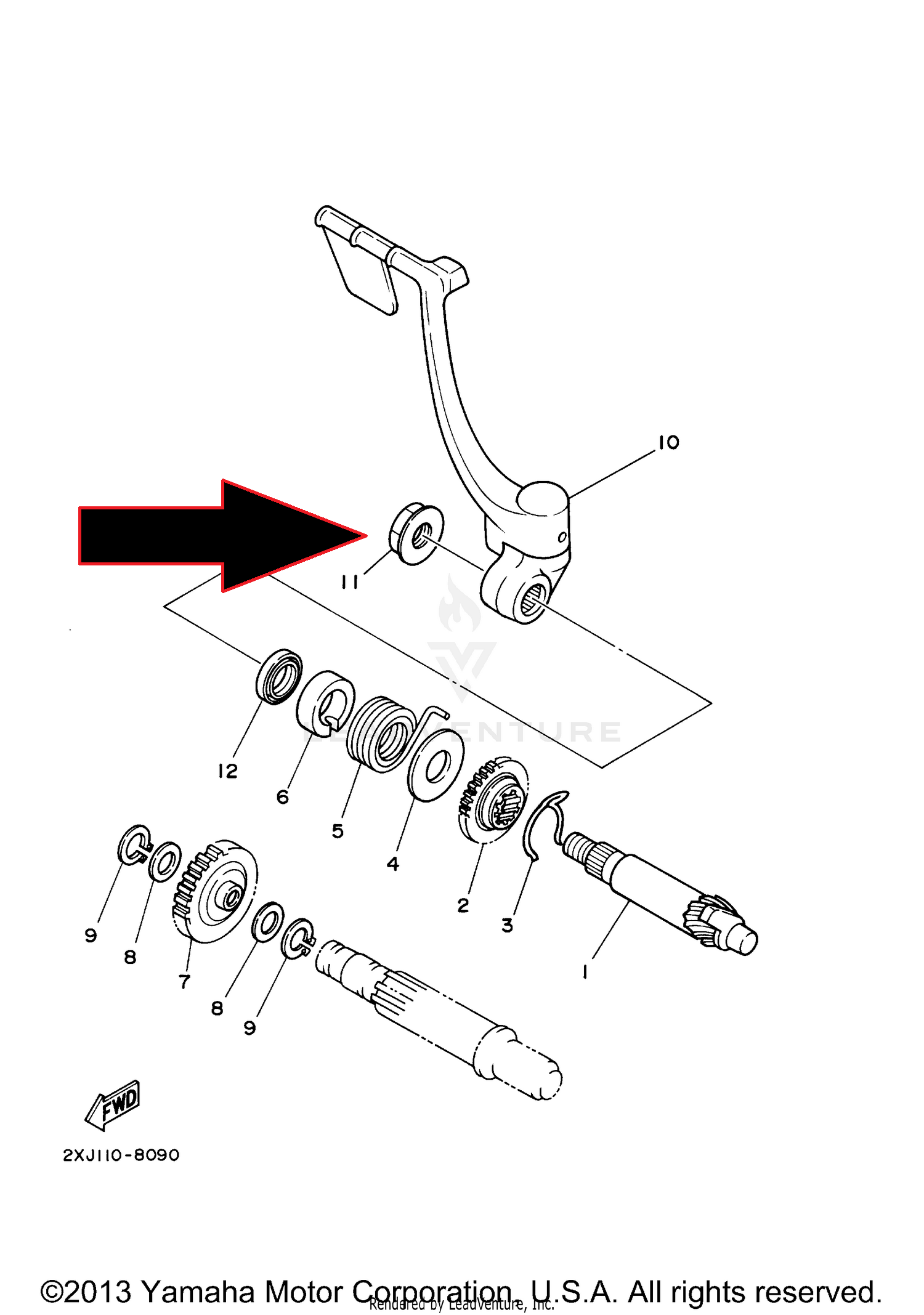 OEM NUT for Yamaha Blaster 200 Kicker Kickstart kickstarter Starter 1988-2006