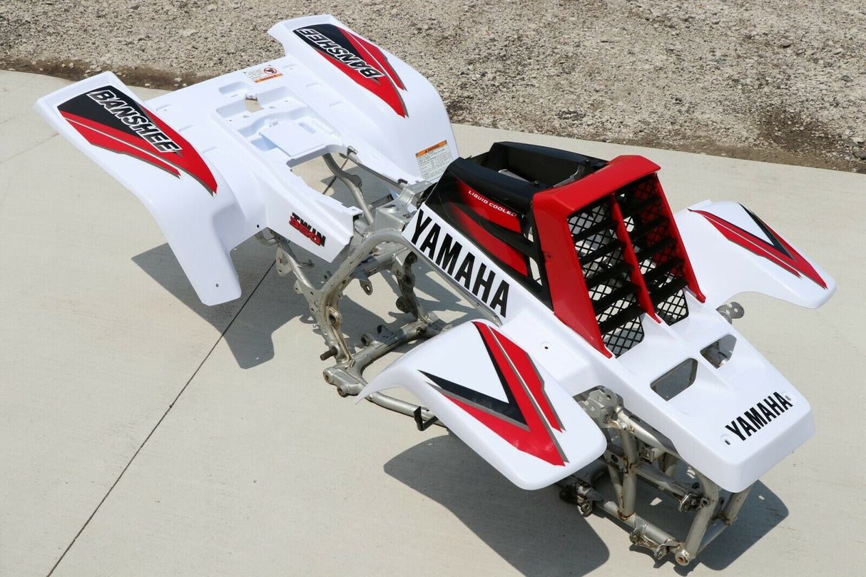 Yamaha Banshee fenders + gas tank plastic + grill + graphics WHITE and RED 2000 1