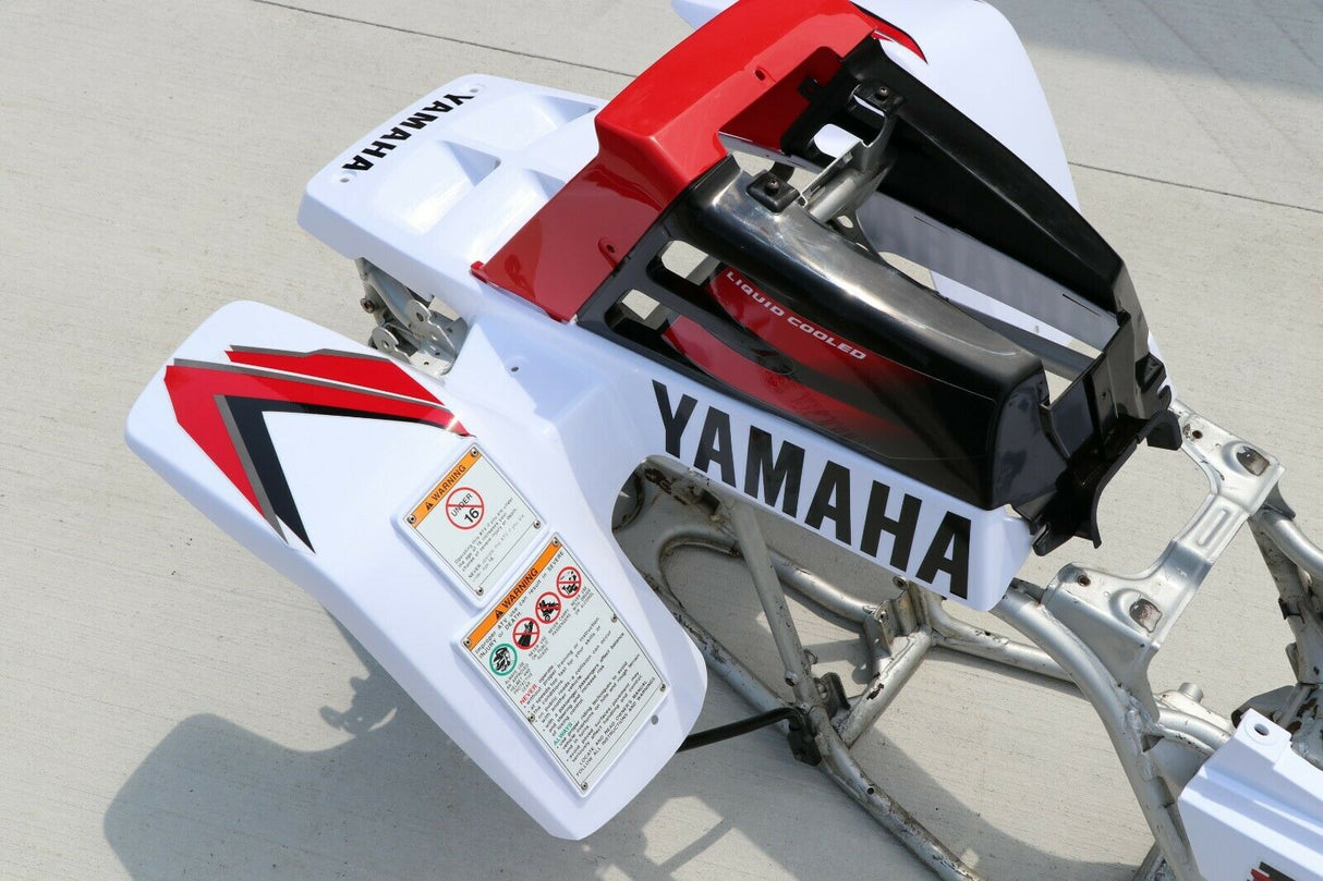 Yamaha Banshee fenders + gas tank plastic + grill + graphics WHITE and RED 2000 8