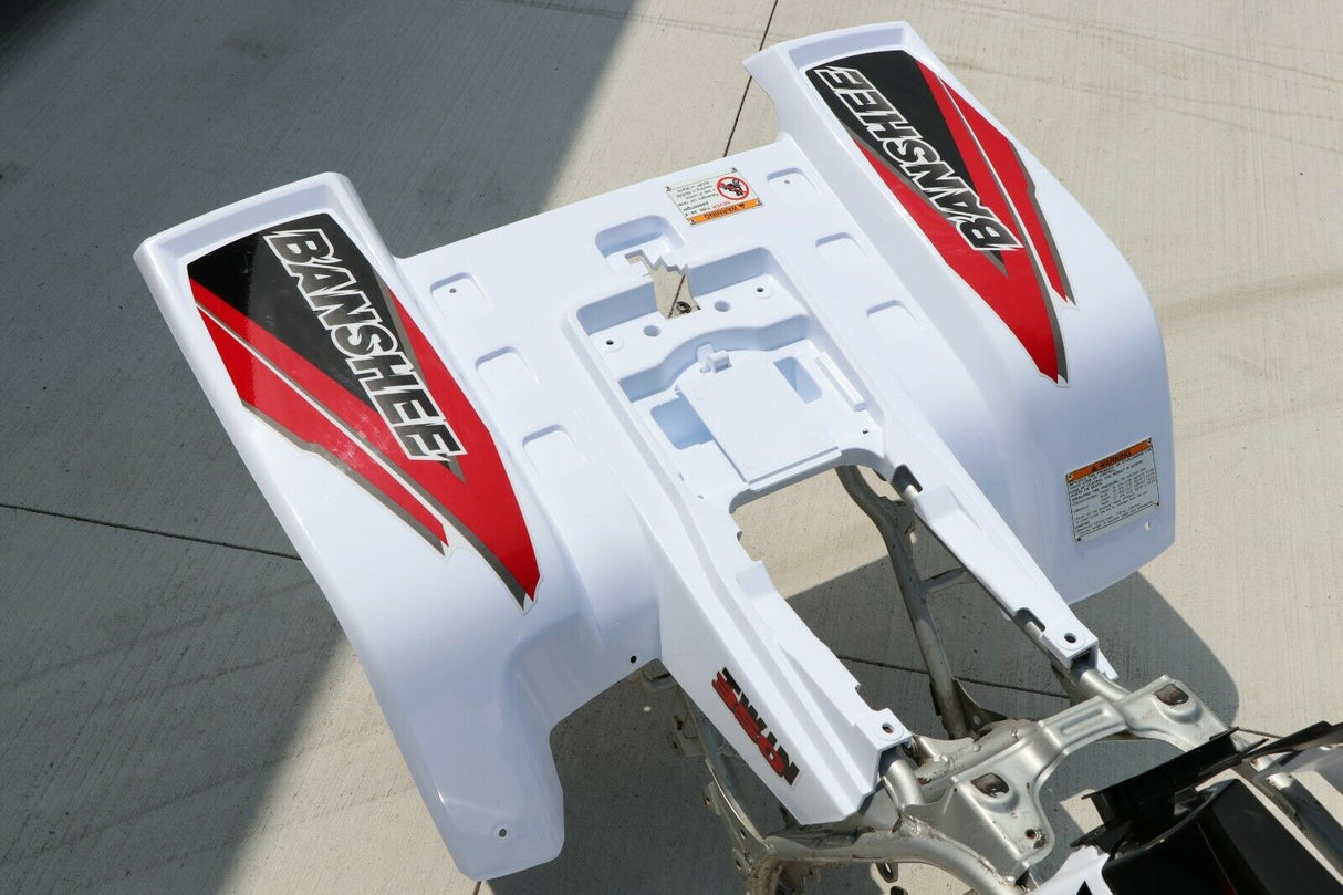 Yamaha Banshee fenders + gas tank plastic + grill + graphics WHITE and RED 2000 9