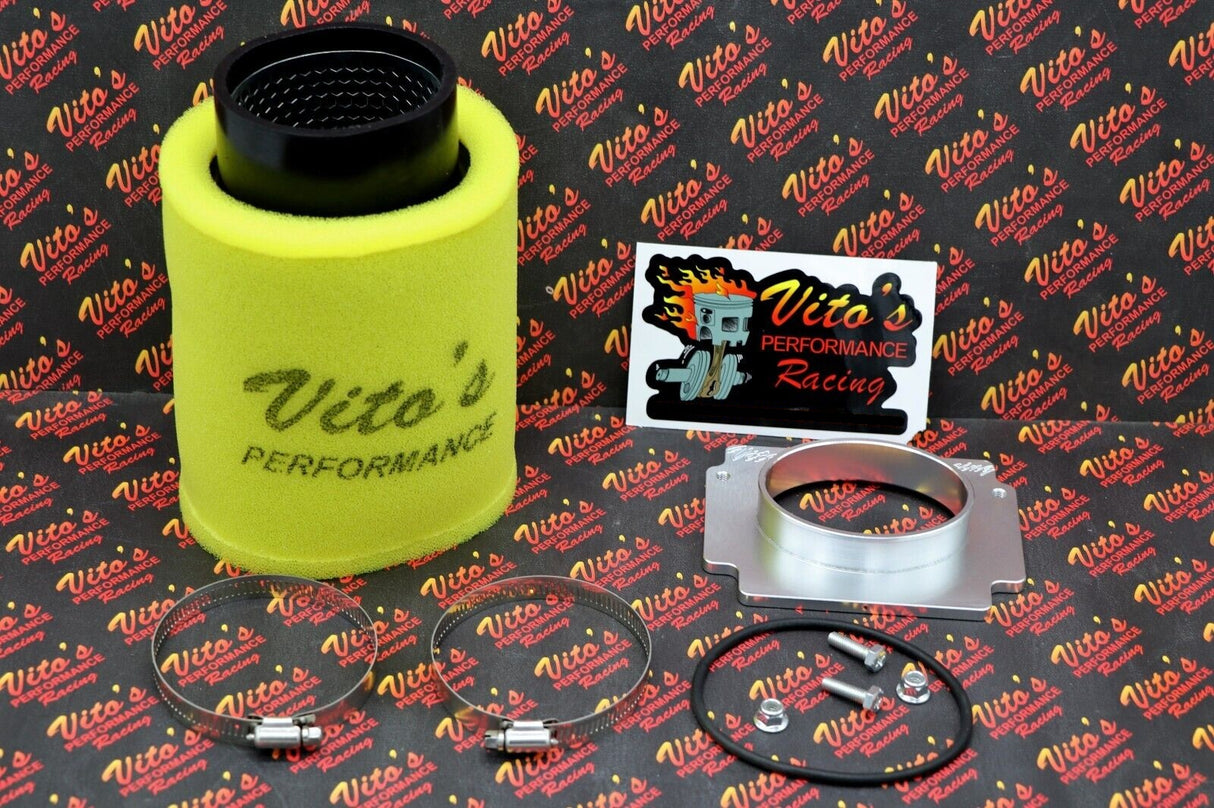 Vito's PRO FLOW airbox adapter + 2 stage FOAM style air filter Yamaha Banshee 2