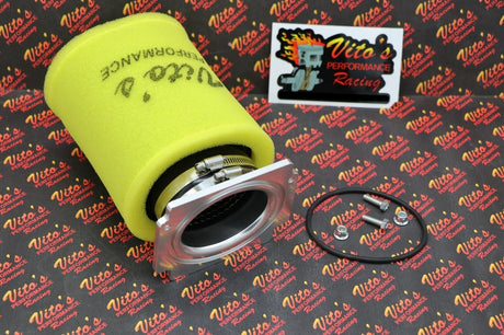 Vito's PRO FLOW airbox adapter + 2 stage FOAM style air filter Yamaha Banshee 3