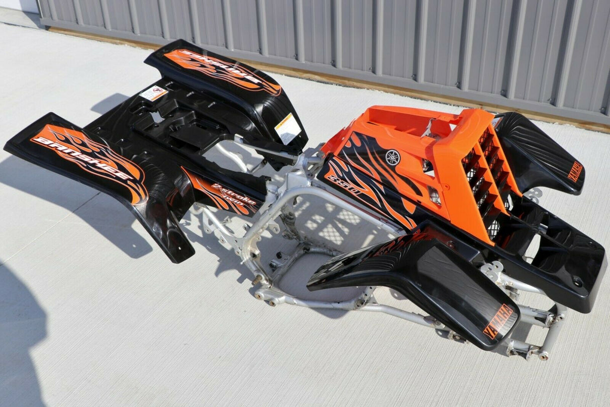 Yamaha Banshee fenders + gas tank plastic + grill + graphics BLACK ORANGE Set A 1