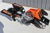 Yamaha Banshee fenders + gas tank plastic + grill + graphics BLACK ORANGE Set A 1