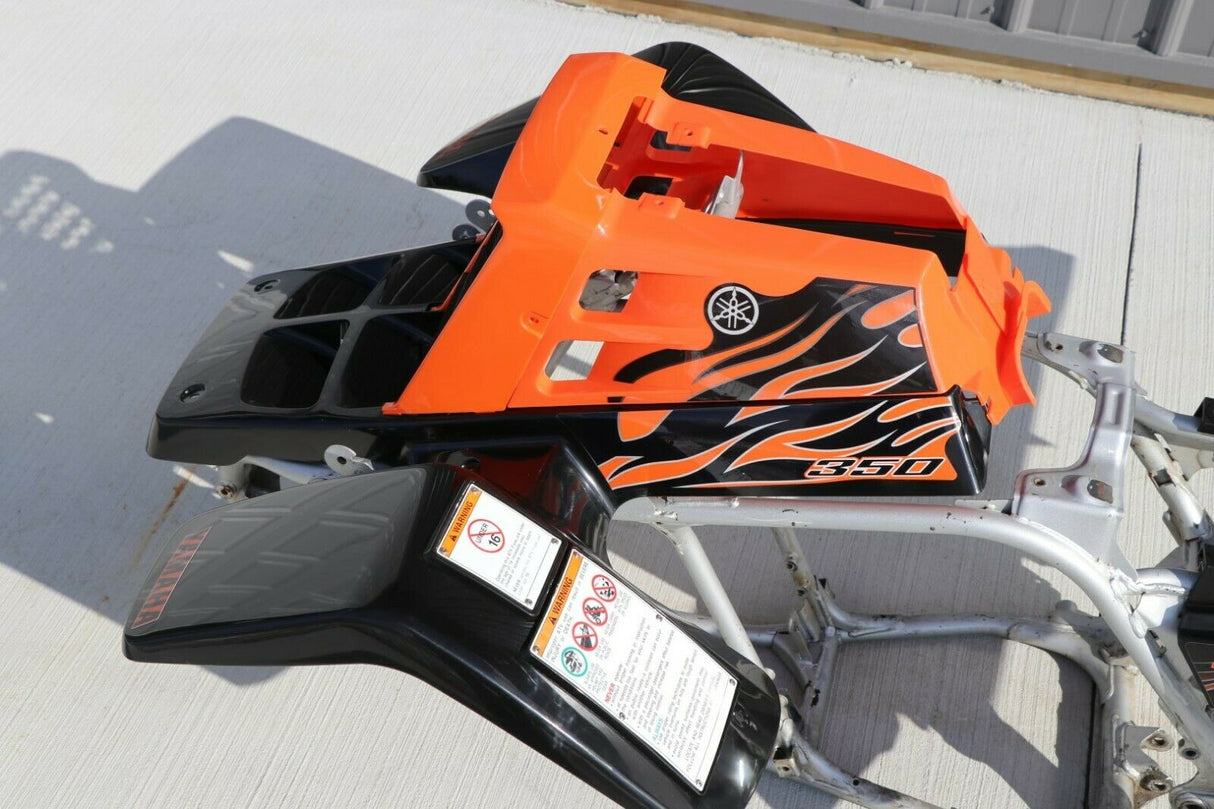 Yamaha Banshee fenders + gas tank plastic + grill + graphics BLACK ORANGE Set A 4