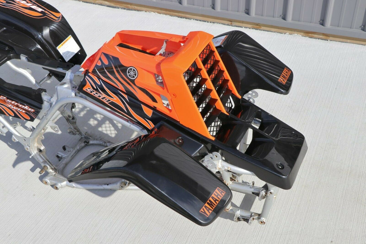 Yamaha Banshee fenders + gas tank plastic + grill + graphics BLACK ORANGE Set A 5