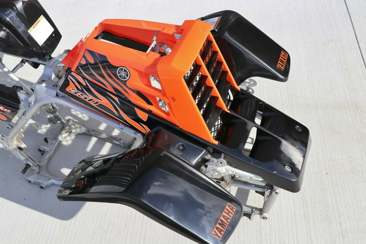 Yamaha Banshee fenders + gas tank plastic + grill + graphics BLACK ORANGE Set A 8
