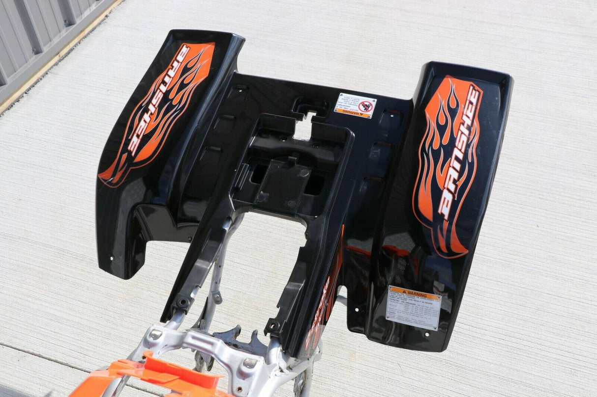 Yamaha Banshee fenders + gas tank plastic + grill + graphics BLACK ORANGE Set A 9