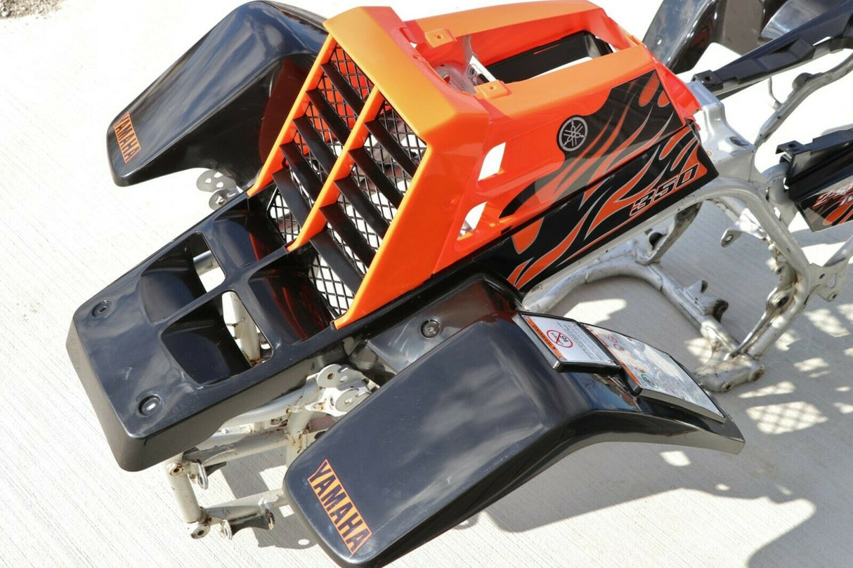 Yamaha Banshee fenders + gas tank plastic + grill + graphics BLACK ORANGE Set A 11