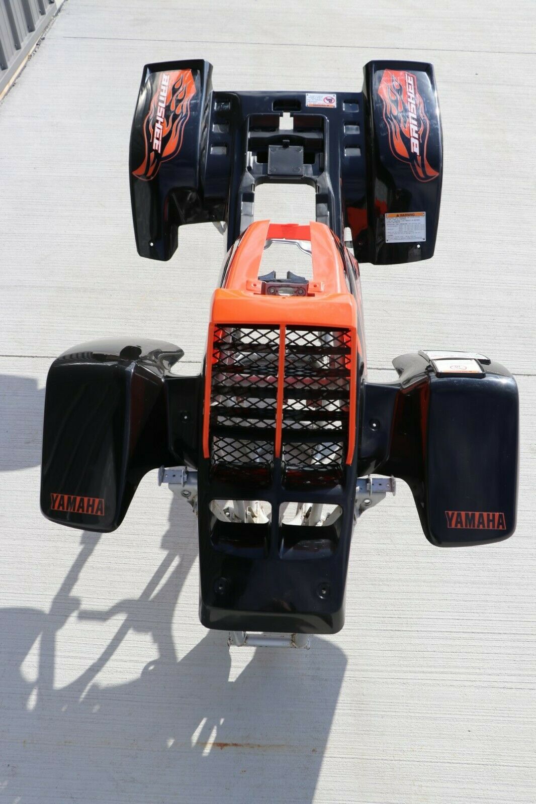 Yamaha Banshee fenders + gas tank plastic + grill + graphics BLACK ORANGE Set A 12
