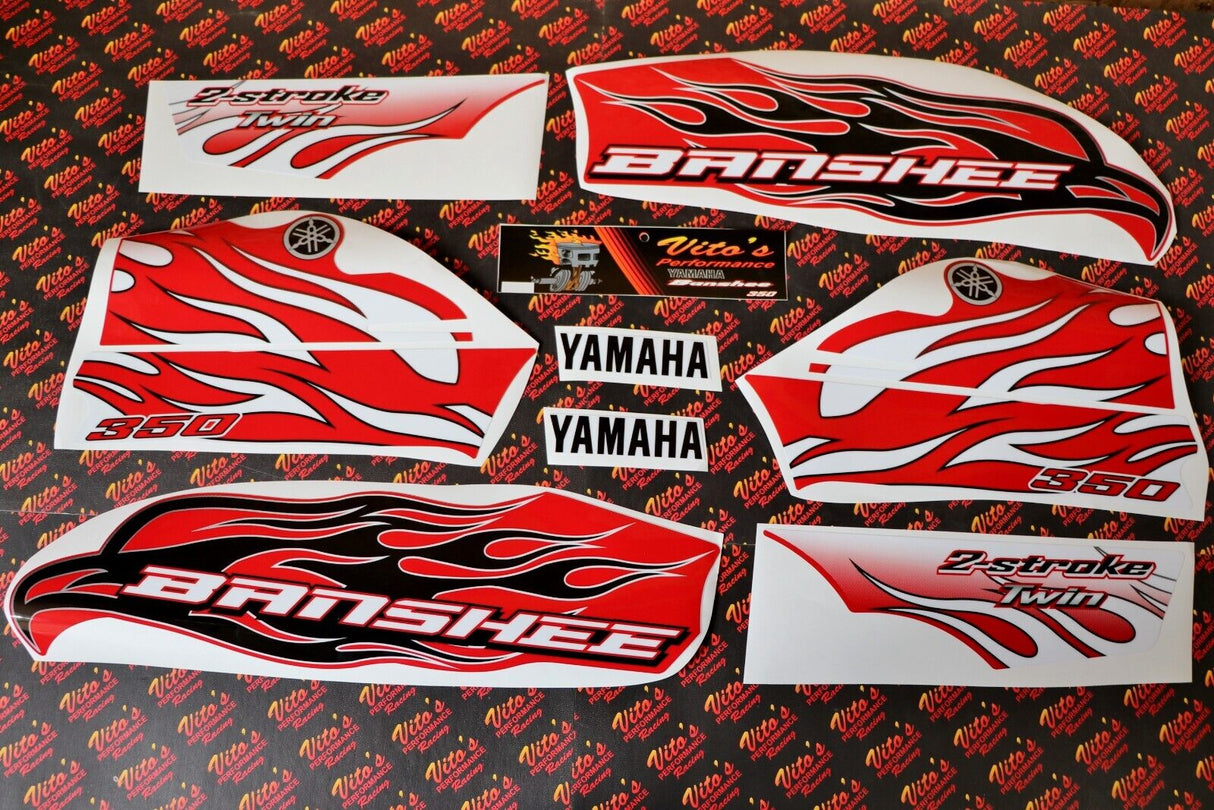 Vito's custom vinyl graphics 14MIL sticker Yamaha Banshee RED WHITE BLACK 2009 1