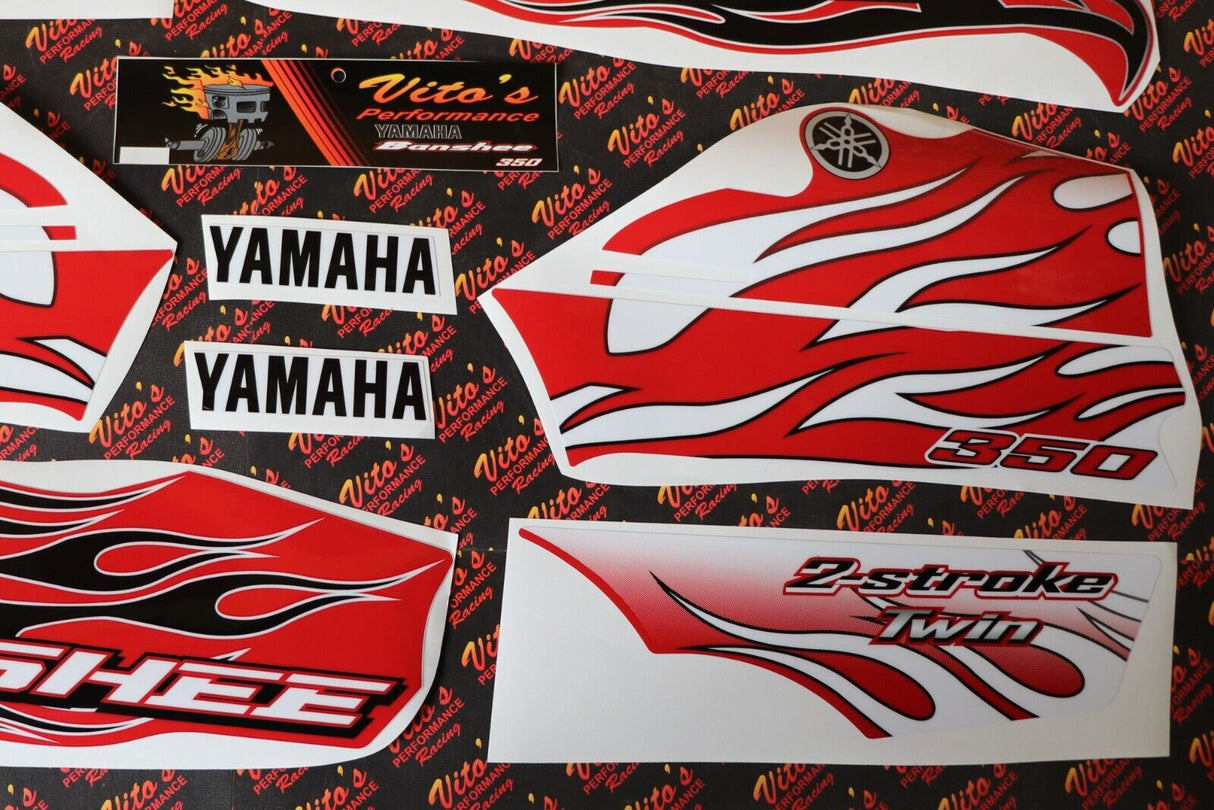 Vito's custom vinyl graphics 14MIL sticker Yamaha Banshee RED WHITE BLACK 2009 2