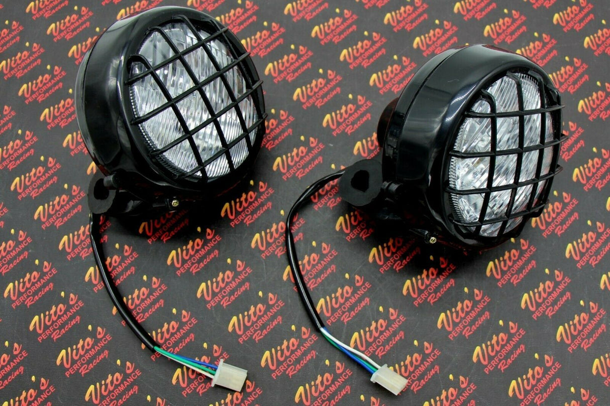 GRADE B SET 2 x NEW Headlights Yamaha Banshee Warrior lens bulbs lights grills 3