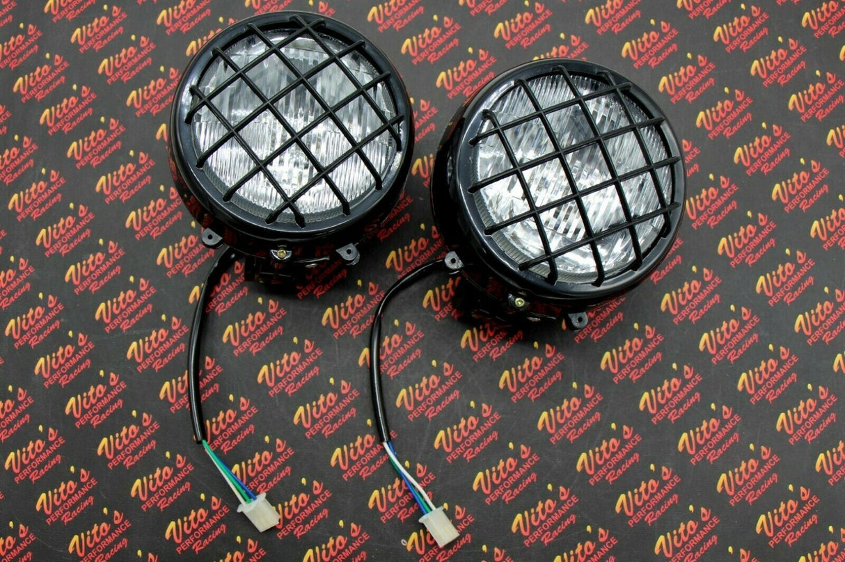 GRADE B SET 2 x NEW Headlights Yamaha Banshee Warrior lens bulbs lights grills 4