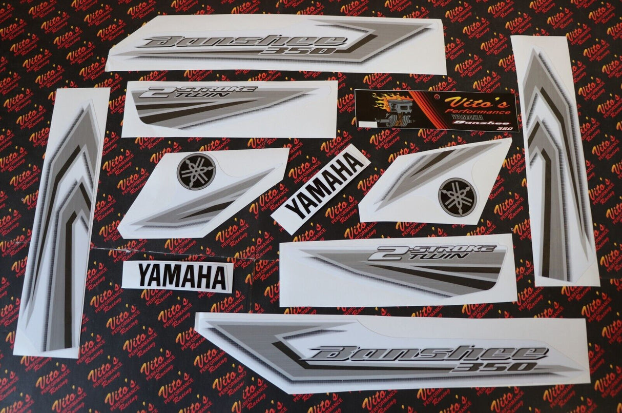 Vito's vinyl decal graphics kit 14MIL sticker Yamaha Banshee BLACK SILVER 2006 1
