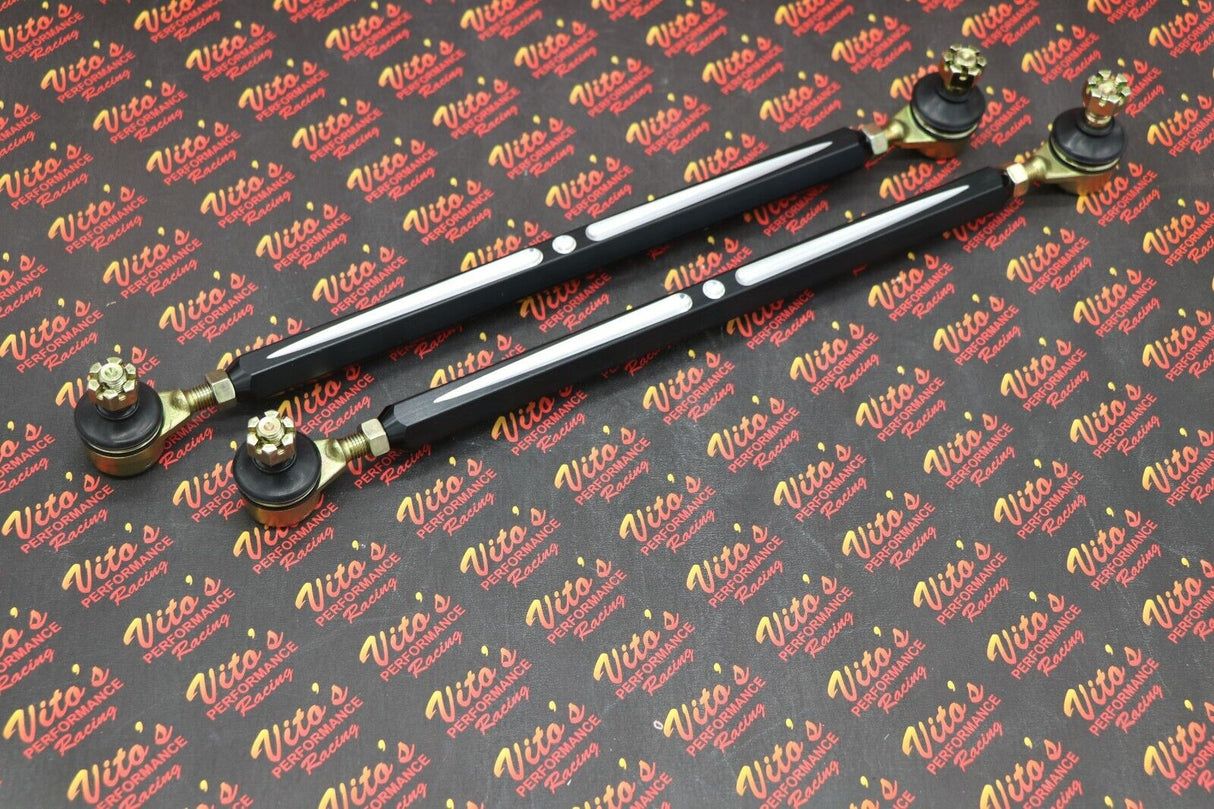 2 x NEW Vito's Yamaha Banshee BILLET BLACK tie rods + 4 ball joints +0" 1