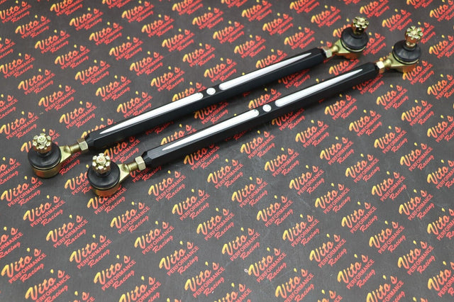 2 x NEW Vito's Yamaha Banshee BILLET BLACK tie rods + 4 ball joints +0" 1