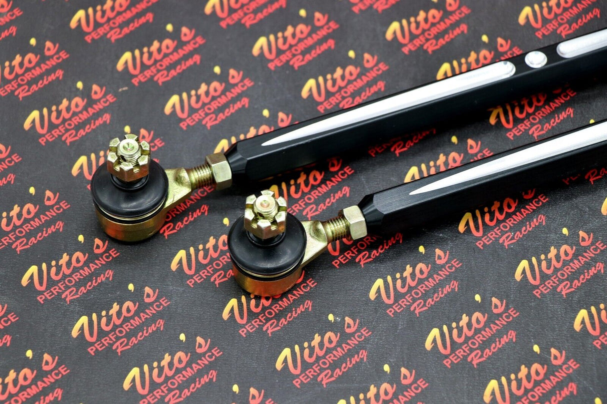 2 x NEW Vito's Yamaha Banshee BILLET BLACK tie rods + 4 ball joints +0" 2