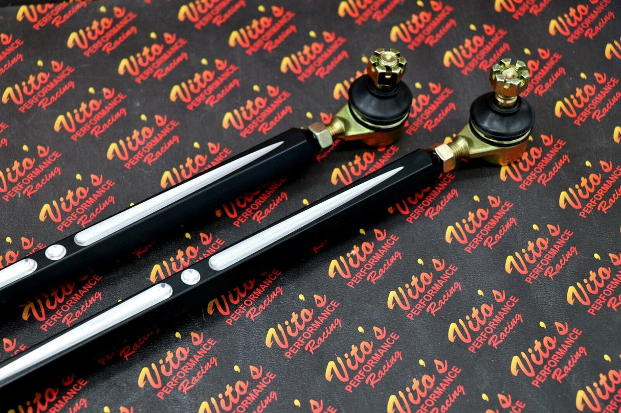 2 x NEW Vito's Yamaha Banshee BILLET BLACK tie rods + 4 ball joints +0" 3