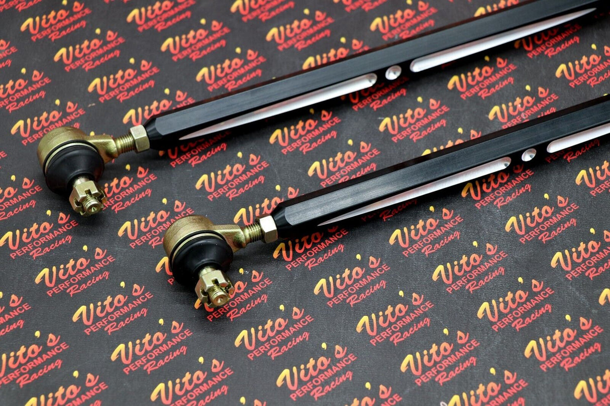 2 x NEW Vito's Yamaha Banshee BILLET BLACK tie rods + 4 ball joints +0" 6