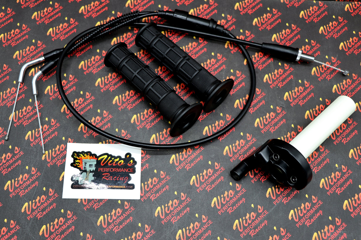 NEW Vito's Banshee twist throttle conversion kit setup + grips + cable 1987-2006