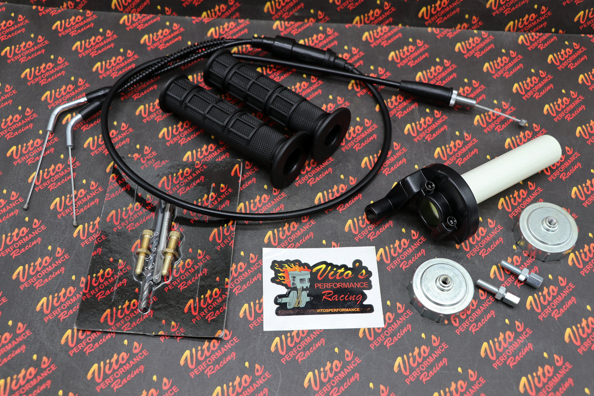 Vito's Banshee OEM twist throttle conversion + grips + cable + TORS REMOVAL KIT